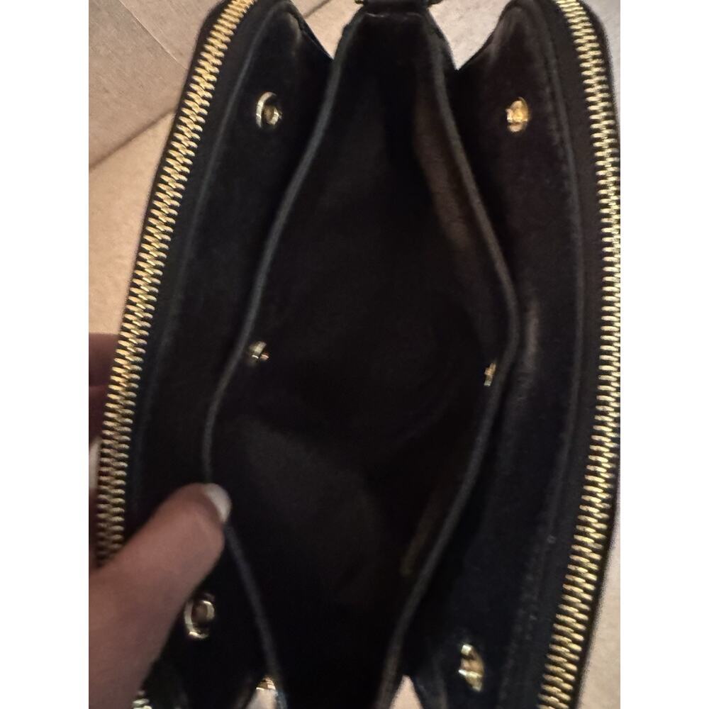 Michael Kors Crossbody Bag Purse Medium Alexis Black Patent Leather Gold Zippers - Picture 12 of 15